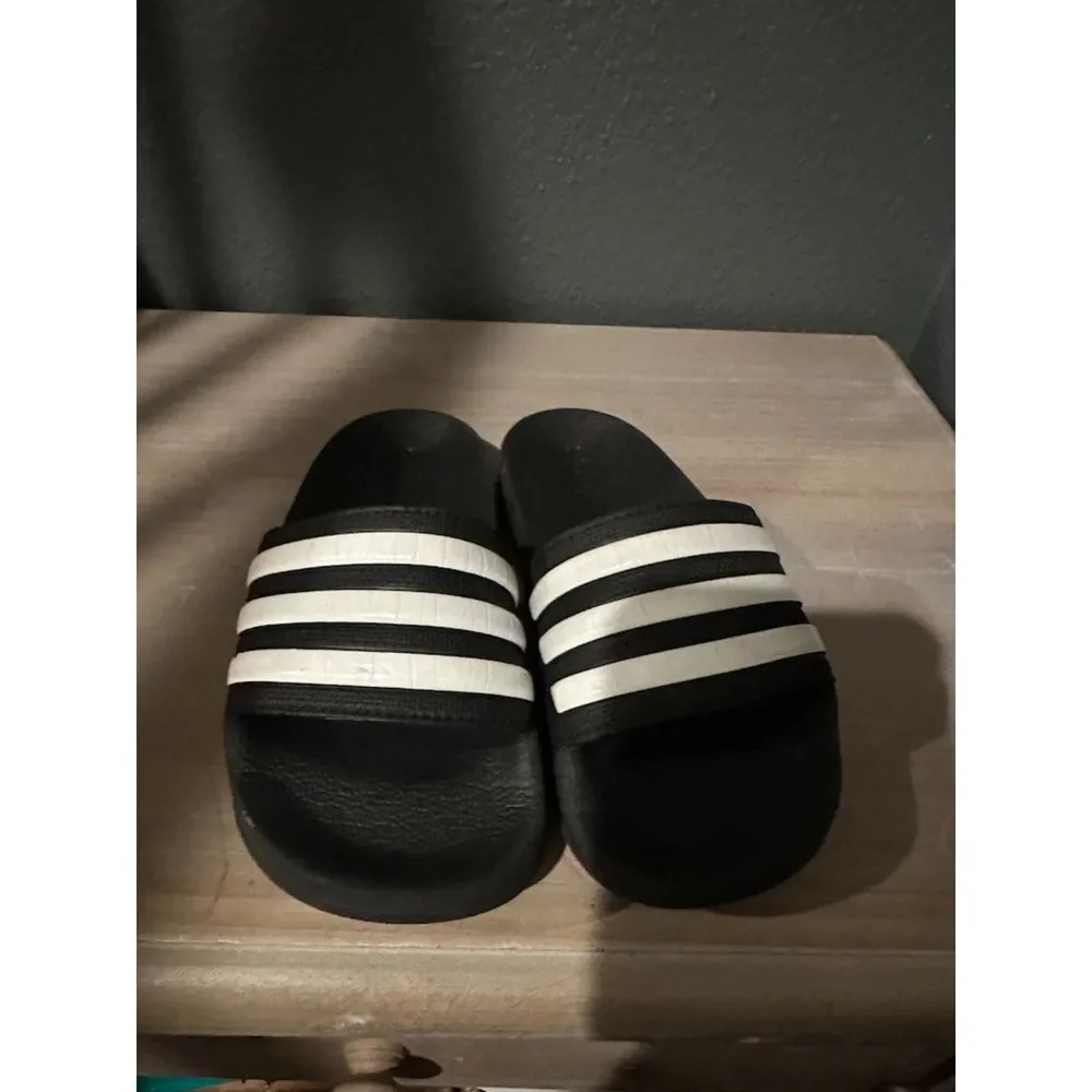 Adidas Adilette Black Shower Slides-Sandals for Kids Size 11K
